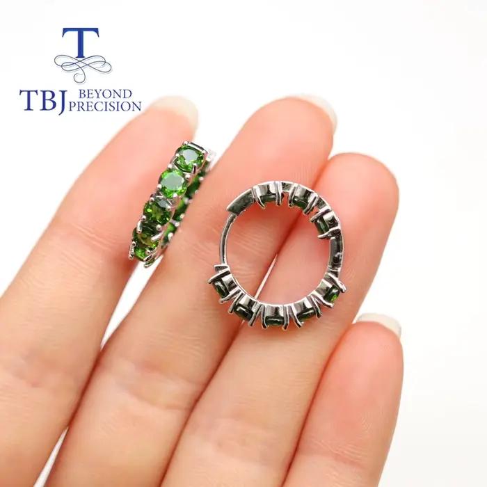 Boucles d'oreilles en diopside naturel rond de 4.0mm, design tendance, bijoux fins pour femmes, en argent sterling 925, 2026