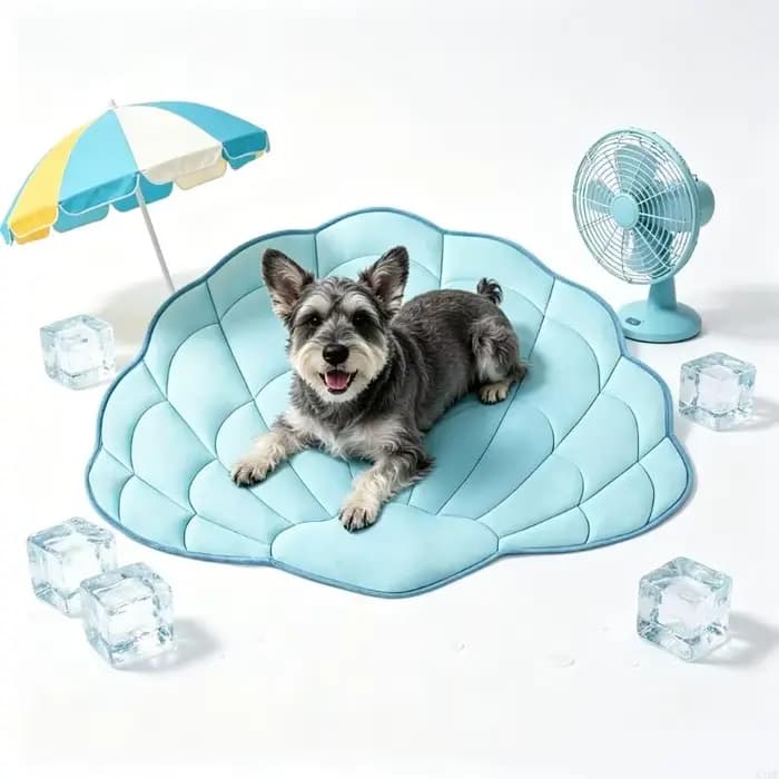 Tapis refroidissement pour animaux compagnie en forme coquille mer avec conception