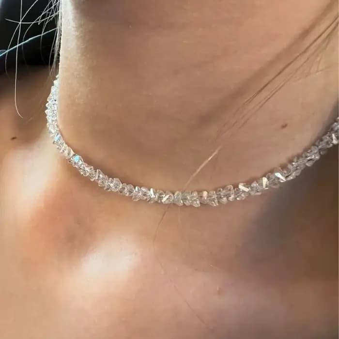 Collier ras du cou en cristal Transparent pour femmes