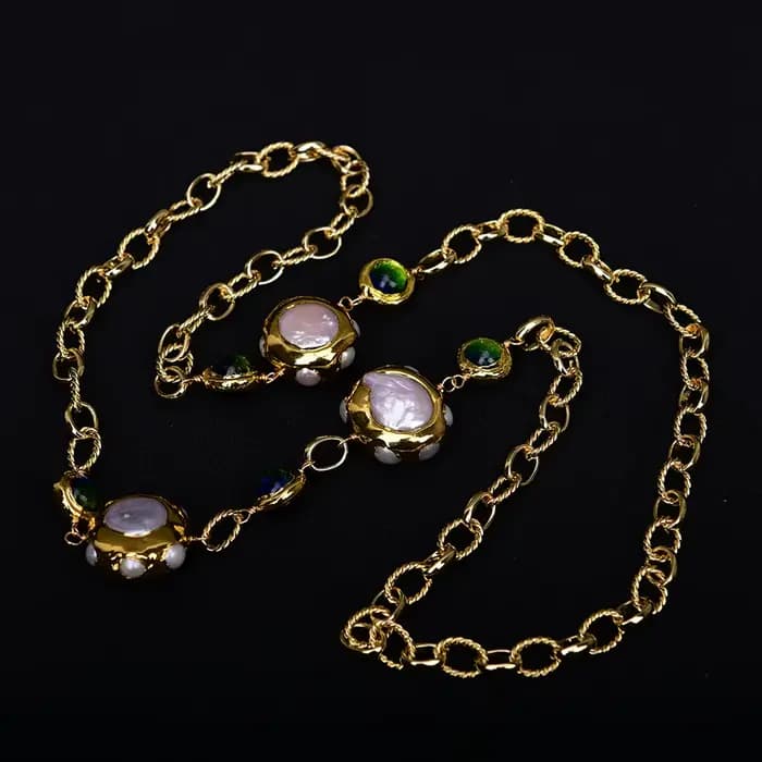 GG – collier en verre de Murano avec perles Keshi blanches de culture, bijoux esthétiques à la mode