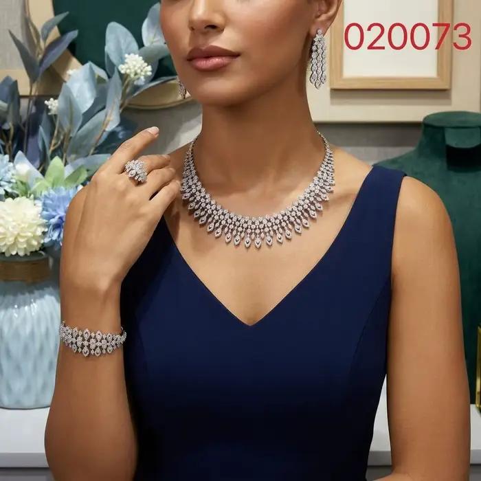 Ensemble de bijoux de mariée de luxe Bride Talk, 4 pièces, design élégant avec franges en zircon, accessoires de mariage pour femmes, à porter lors de fêtes