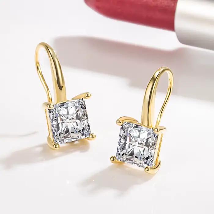 Boucles d'oreilles originales en argent Sterling 100% 925 et diamant pour femmes, pierres précieuses naturelles, bijoux minimalistes, argent 925