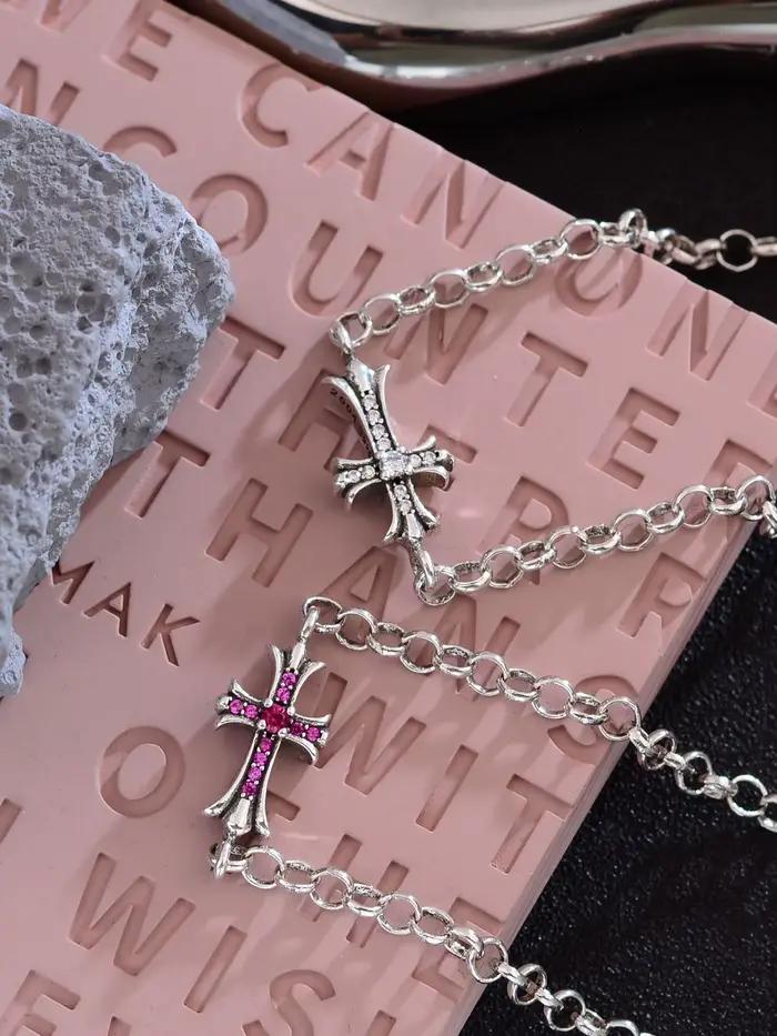 Bracelet croix serti de diamants de style rétro hip-hop pour femmes, personnalisé, tendance, de niche, simple, polyvalent, bijoux de couple à la mode