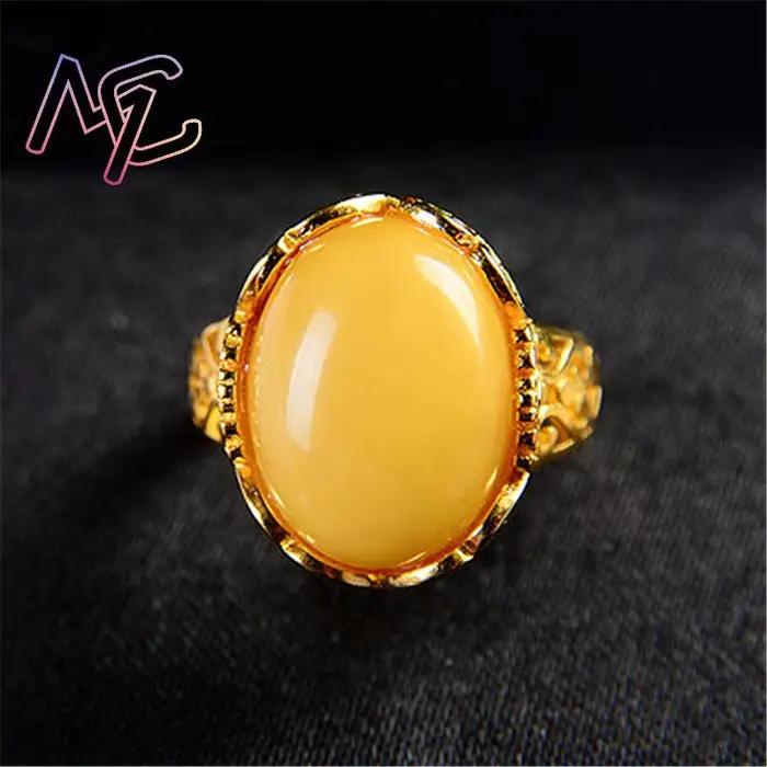 Bagues en ambre jaune, amulette porte-bonheur, Talismans, véritable pierre précieuse, Vintage, cadeaux de luxe de styliste pour femmes, bijoux naturels