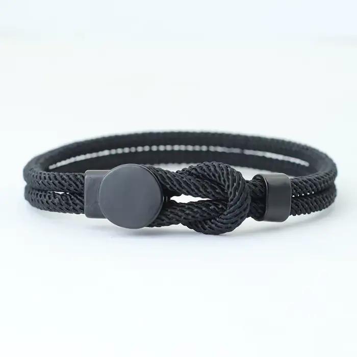 Punk hommes corde Bracelet main loisirs accessoires 4mm cordon Bracelet cadeau pour mari petit ami Cool motard correspondant Braslet Pulseira