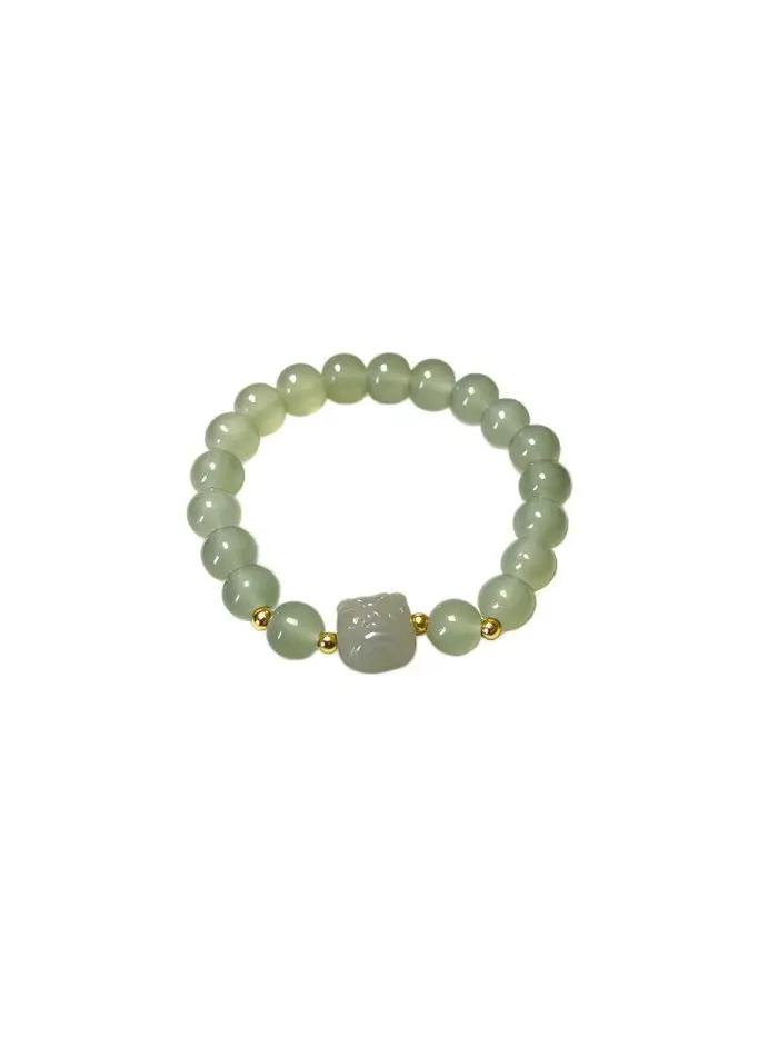 Bracelet perlé en jade Hetian naturel Qingshui 2026 – Bijou polyvalent pour femme, idéal pour le quotidien, les fêtes, les anniversaires – Élégant et tendance
