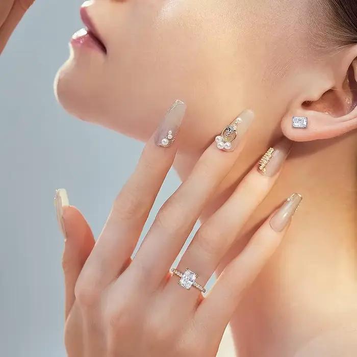 Rrjzz – bague de fiançailles en zircone cubique pour femmes, coupe rayonnante, plaqué or 14 carats, argent, mariée, mariage, diamant de laboratoire CZ, bijoux cadeau