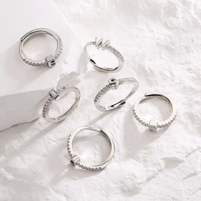 HECHENG, bague avec lettres initiales pour femmes, classique, ouverture Simple, bijoux de fête, cadeau, vente en gros