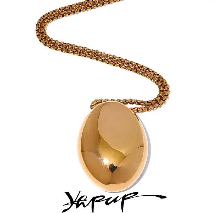 Yhpup 70 cm minimaliste longue unisexe pull chaîne bijoux en acier inoxydable 316l ovale pendentif collier pour hommes femmes étanche