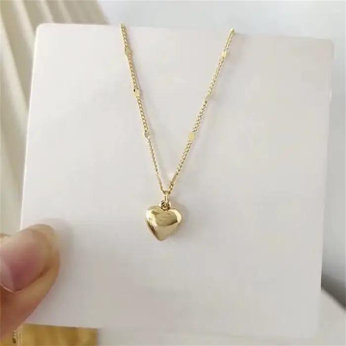 Collier avec pendentif d'amour Simple pour femmes, chaîne de clavicule, ras du cou tendance, couleur or, bijoux à la mode, cadeau personnalisé