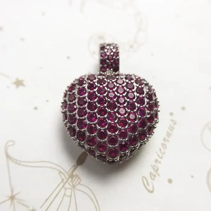 Pendentif rouge CZ coeur printemps marque mode Bijoux romantiques Style européen Bijoux accessoires cadeau pour âme femme