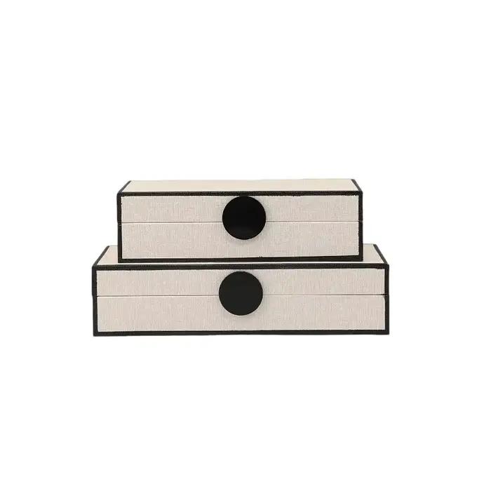 Boîte de rangement en bois, boîte à bijoux, boîte de rangement de bureau en tissu feutré rectangulaire géométrique, organisateur de bijoux