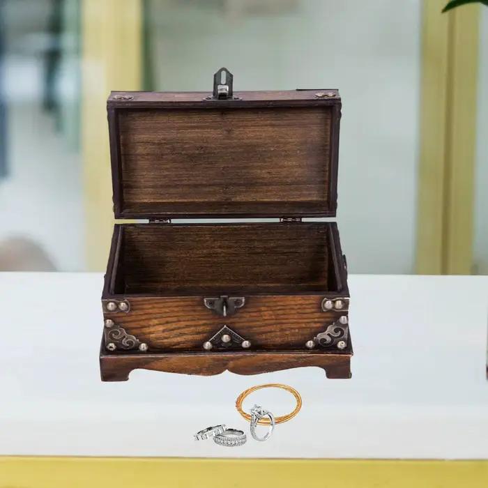 Boîte de rangement en bois, boîte à bijoux créative Stable faite à la main, facile à utiliser, petite boîte en bois