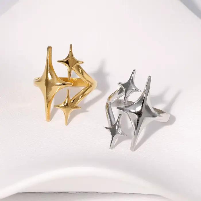 Nouvelle bague européenne et américaine en acier inoxydable, Niche Design pour adolescents, avec étoile comme un tempérament minimaliste et Cool personnalisé