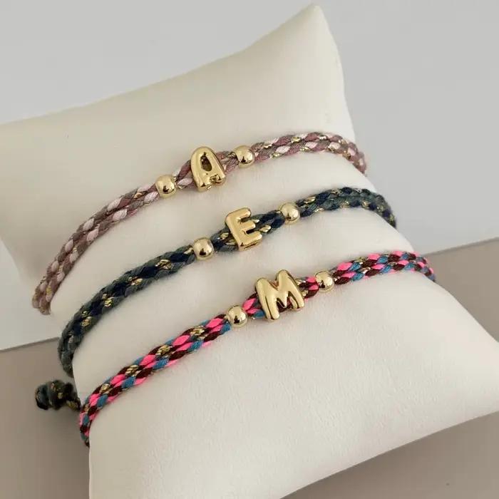 Bracelet initial Vlen Alphabet pour femme, lettre bulle de A à Z, cordon coloré réglable, cadeau d'amitié, bijou simple et délicat