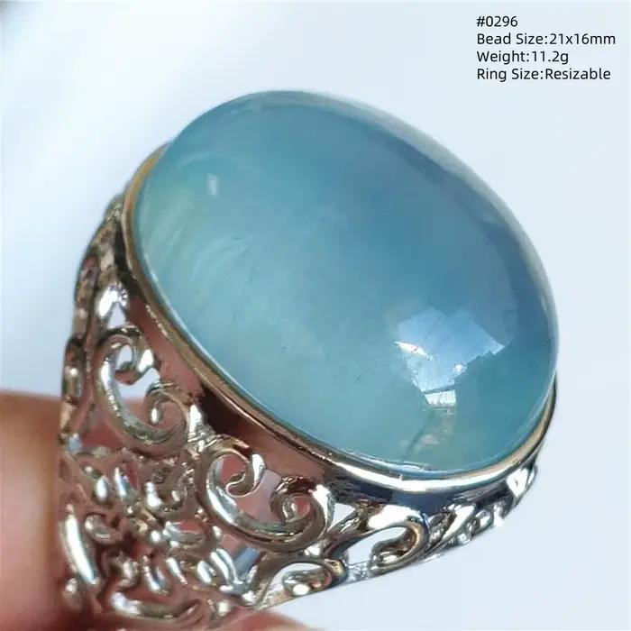 Bague aigue-marine bleue naturelle, anneau réglable ovale en argent Sterling 925, perle transparente 16x12mm, bijoux AAAAAA