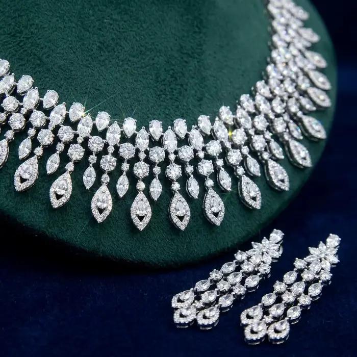 Ensemble de bijoux de mariée de luxe Bride Talk, 4 pièces, design élégant avec franges en zircon, accessoires de mariage pour femmes, à porter lors de fêtes
