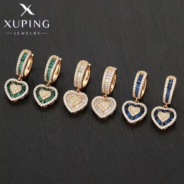 Boucles d'oreilles Huggies en forme de cœur romantique couleur or Xuping Jewelry pour femme, cadeau idéal pour petite amie ou soirée X001002627