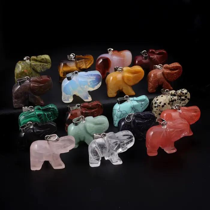 Pendentif en pierre naturelle en forme d'éléphant, breloques exquises pour la fabrication de bijoux, Bracelet et collier, accessoires, cadeau