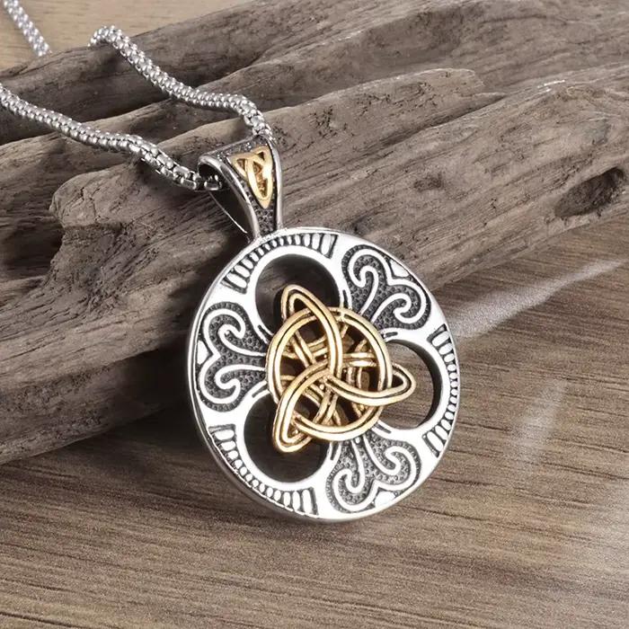 Collier rond à nœud celtique pour hommes, bijoux, amulette à Rune nordique, pull à la mode, cadeau