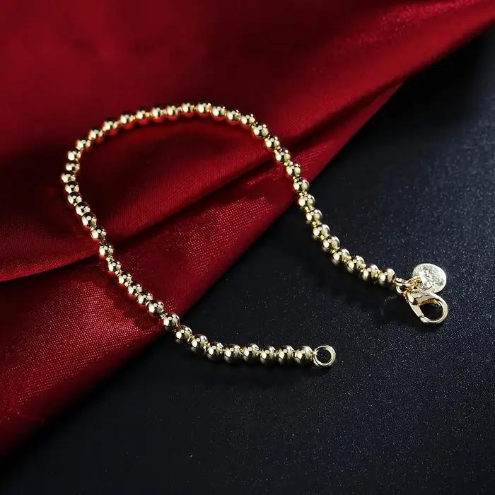 Bracelets en argent Sterling 925 pour femmes, couleur or 18 carats, chaîne de perles de 4MM, à la mode, pour fête de mariage, cadeaux de noël, bijoux fins, nouvelle collection