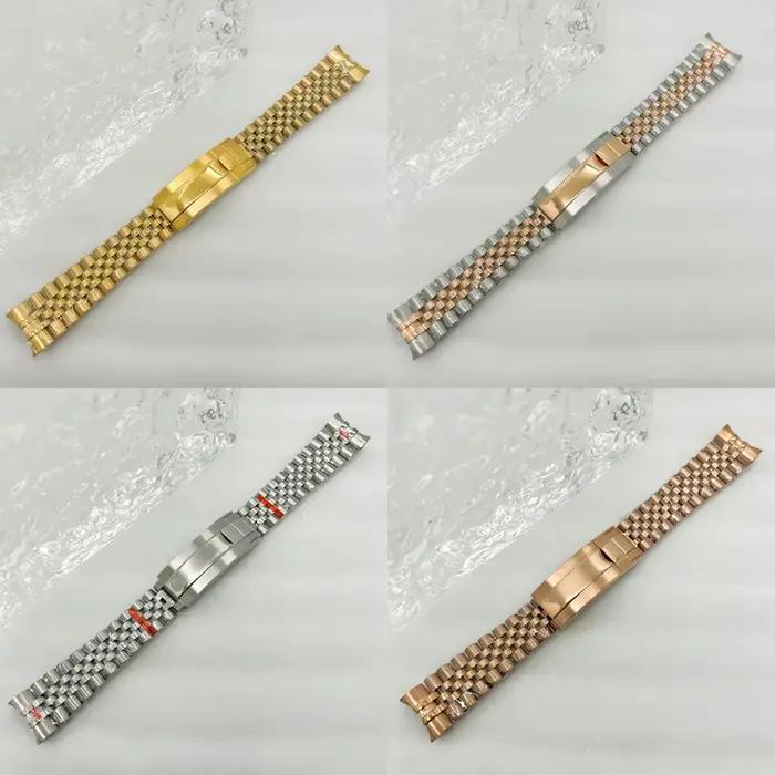 Bracelet Oyster Presidential Jubilee en acier inoxydable doré 20 mm avec fermoir Glide Lock pour montres Daytona, Submariner, DateJust