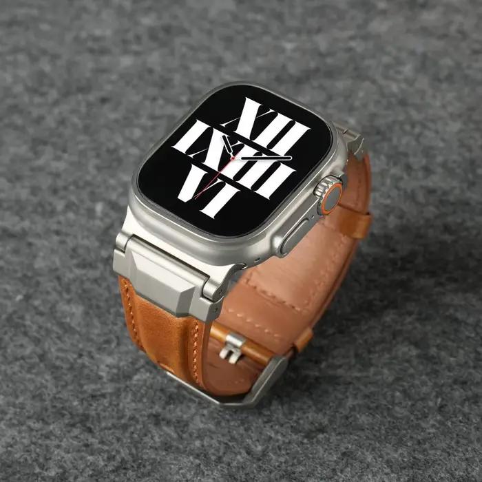 Bracelet en cuir d'affaires pour Apple Watch Ultra 3/2, 49mm 46mm 45mm 44mm, pour iWatch série 11 10 9 8 7 6 5 4 SE 3 bandes