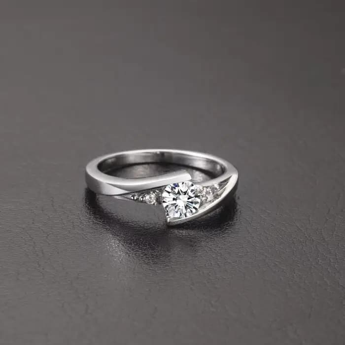 Bague de fiançailles en diamant pour femme, or blanc massif 14 carats, bijoux de doigt, beau cadeau, document D VVl's, fille, amour, meilleur, 0,5 ct, AU585