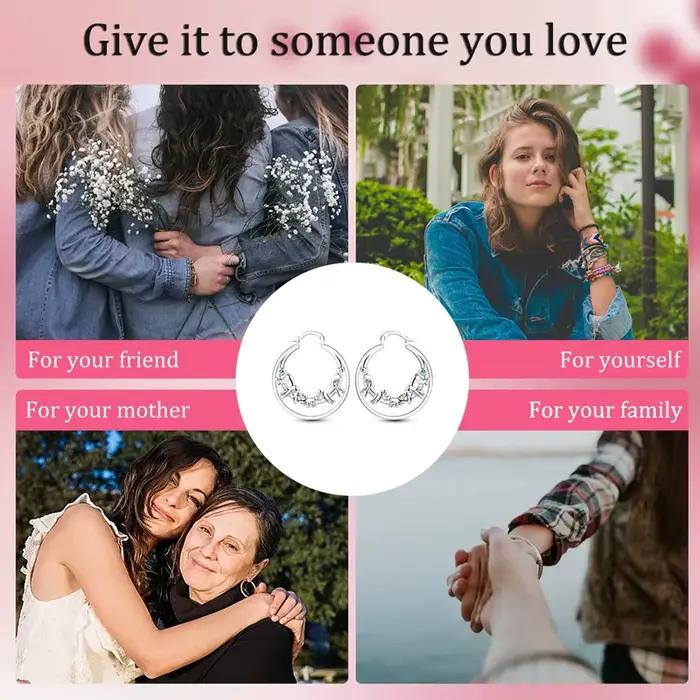 Boucles d'oreilles en argent Sterling 925 pour femmes, famille d'éléphant scintillant, Double couche, cerceau pour anniversaire, bijoux cadeaux de mariage