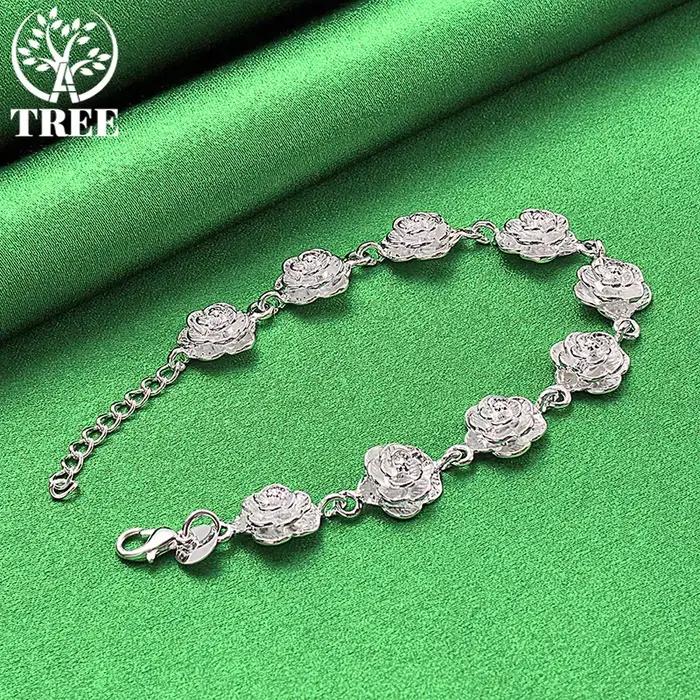 Bracelets en or 18 carats pour femmes, chaîne à main en forme de fleur, bijoux de mode pour fête, fiançailles, mariage, cadeaux