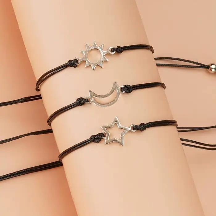 Bracelets de carte de navire de chia, longue distance, bracelet de promesse de mariage, cadeau d'anniversaire de fête pour les meilleurs amis, 16%, ensemble de 3 pièces