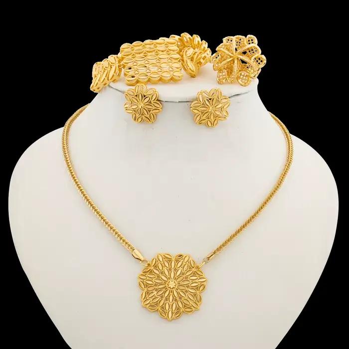Ensemble de bijoux pour fête, pendentif, collier et boucles d'oreilles avec Bracelet, bague, collier de fiançailles, boucles d'oreilles ﻿