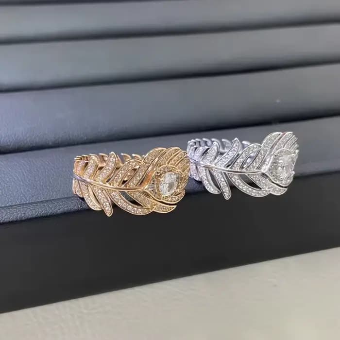 Collier avec pendentif plume entièrement serti de diamants plaqué or 18 carats pour femme, accessoire de bijouterie élégant