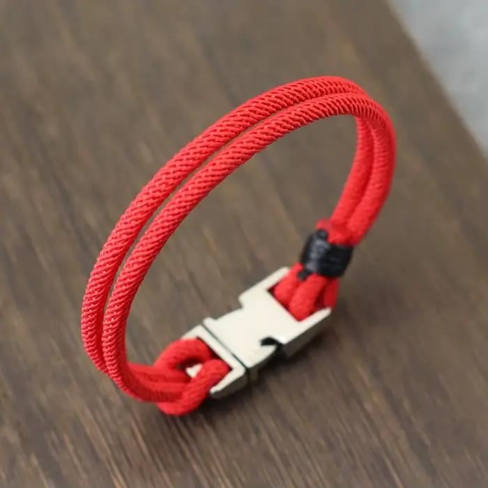 Nouveau Bracelet en corde Unique pour hommes, boucle détachable, fabriqué à la main, porte-bonheur, fil rouge, cadeau pour petit ami, Pulseria Homme