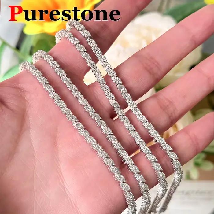 Nouveau Bracelet Tennis de Luxe en Moissanite Diamantée, Bijou en Argent Sterling 925, Cadeau, Chaîne Tennis en Moissanite Diamantée pour Femme