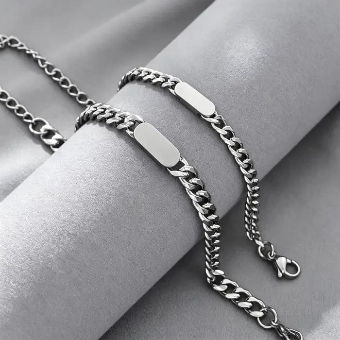 Bracelets de couple personnalisés avec nom gravé, en acier inoxydable plaqué or, chaîne épaisse pour la main, cadeau personnalisé pour les amoureux, hommes et femmes