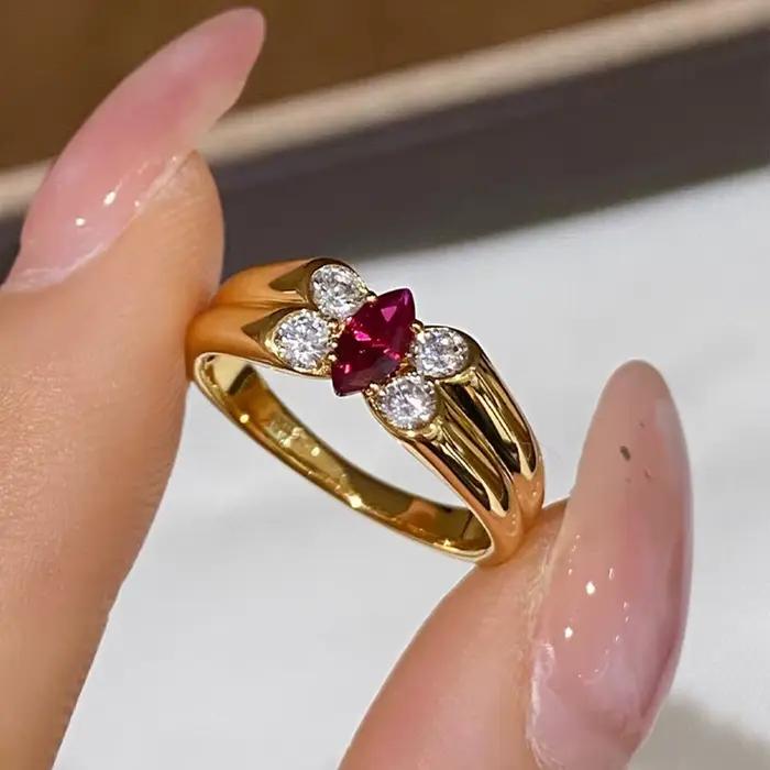 WUIHA Vintage 925 en argent Sterling Marquise laboratoire saphir rubis diamants à haute teneur en carbone pierres précieuses bague de fiançailles de mariage bijoux fins