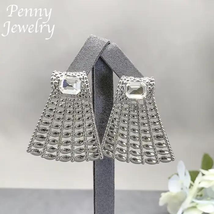 Parure de bijoux originaux en strass pour femme, collier exagéré en zircone, boucles d'oreilles, bracelet, bague, cadeaux pour mariage et fête