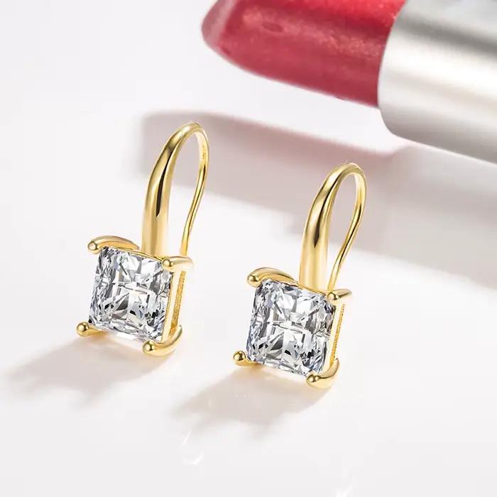 Boucles d'oreilles originales en argent Sterling 100% 925 et diamant pour femmes, pierres précieuses naturelles, bijoux minimalistes, argent 925
