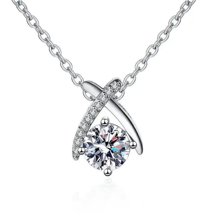 Collier avec pendentif en argent 925 pour femmes, zircon brillant, classique, à la mode, bijoux de fiançailles, de mariage, cadeau de fête, nouvelle collection