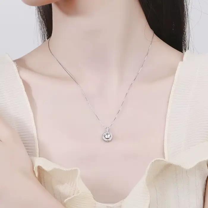Collier en argent sterling 925, collier en argent italien tendance, bijoux pour hommes et femmes, plaqué or blanc 18 carats