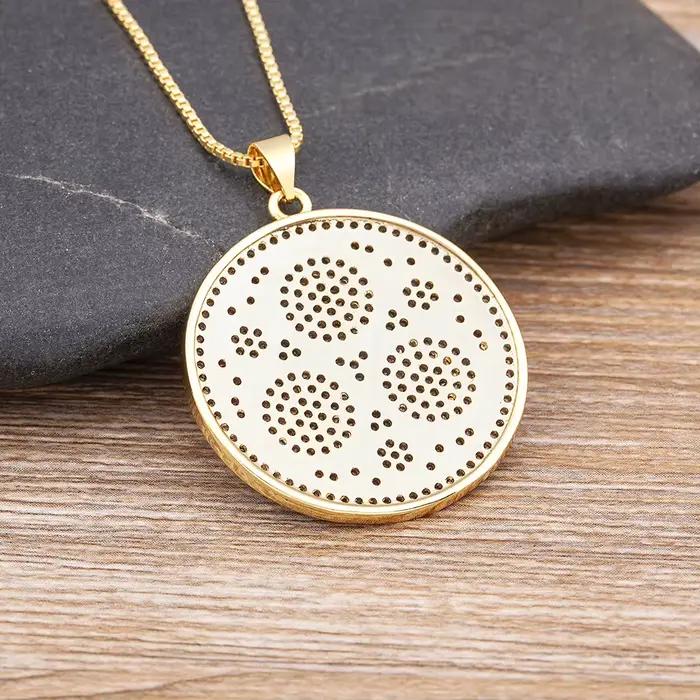 Nidin BLORound-Collier à breloques plaquées or, étiquette en métal de style bohème, conception d'incrustation, artisanat de bijoux à bricoler soi-même, cadeau de fête