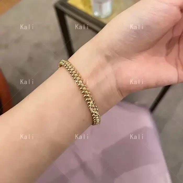 Bracelet à rivets en argent sterling 925 de marque classique, bijoux de luxe personnalisés pour femmes, cadeau de fête pour couple