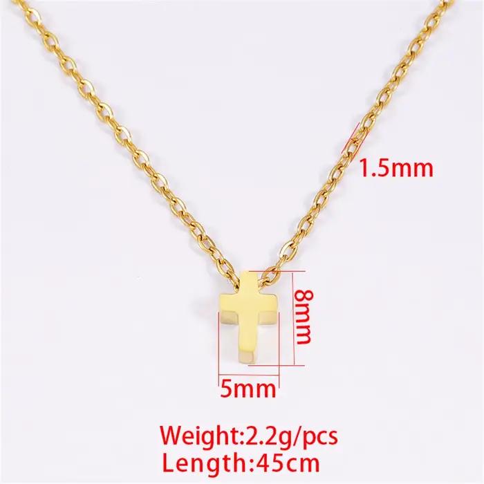 Collier croix en or pour femmes, petits pendentifs croix de jésus, Simple, couleur or, acier inoxydable, bijoux à la mode, cadeau