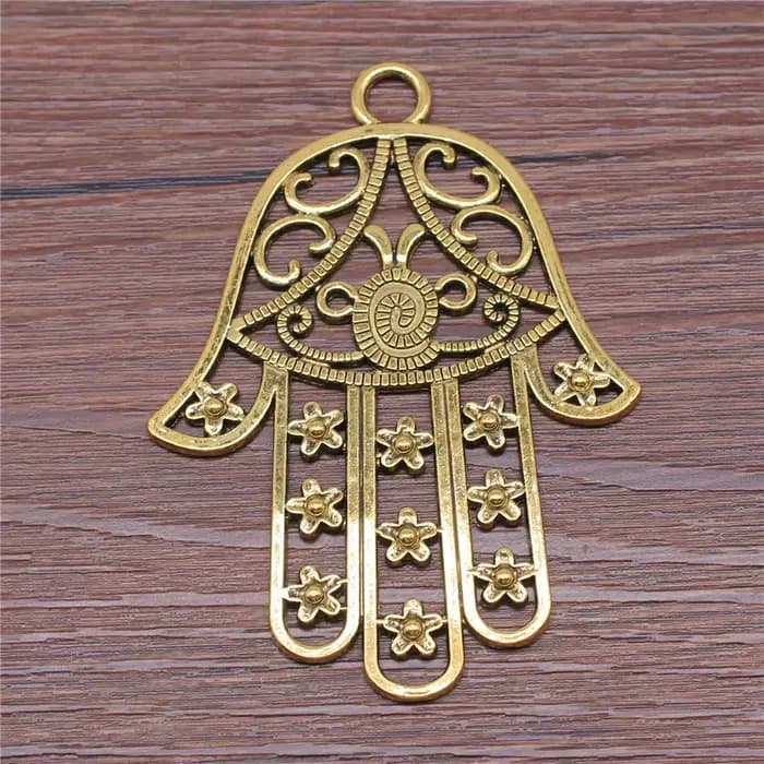 WYSIWYG 1 pièces 85x62mm Hamsa breloque à la main avec des fleurs grandes fleurs breloques à la main grandes fleurs creuses Lufthansa Hamsa breloques à la main