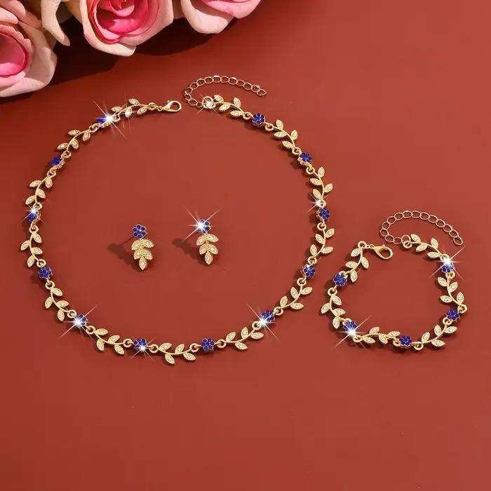 Ensemble de bijoux pour robe de mariée - collier, boucles d'oreilles et bracelet en cristal - ensemble trois pièces pour accessoires de robe de soirée