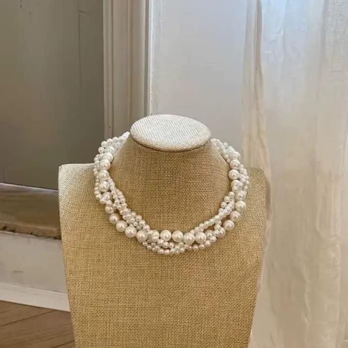 Collier de perles multicouches pour femmes, tour de cou élégant, bijoux de fête de mariage, cadeau d'anniversaire, 216.239.