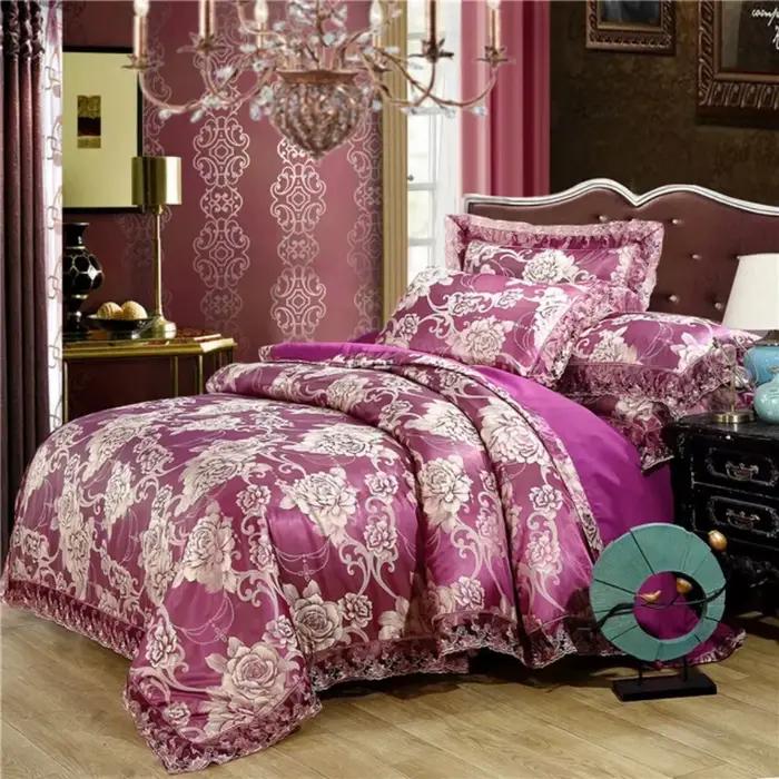 Ensemble de housse de couette dorée de luxe, ensemble de literie nordique en Satin Jacquard, ensemble de housse de couette Double Queen King pour la maison et la décoration