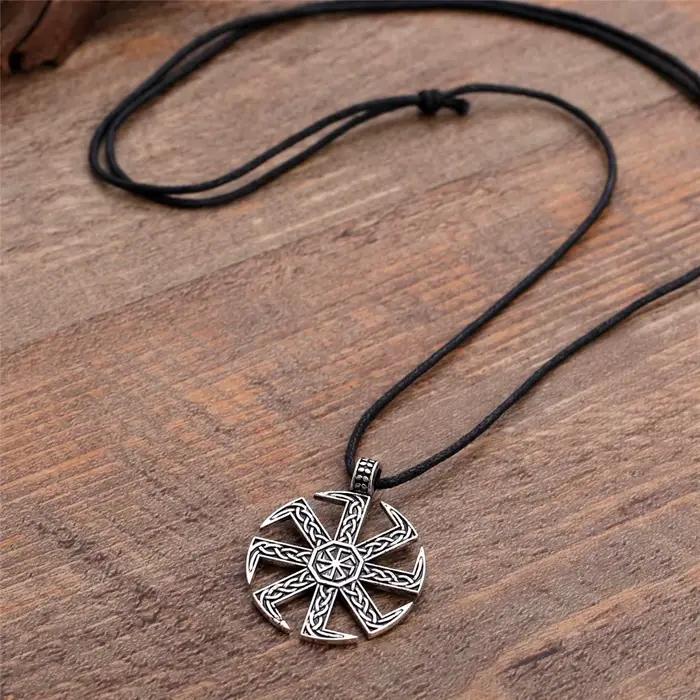 Teamer–collier homme collier rond Wicca pour hommes, pendentif de sceau, cordon de cire, chaîne à maillons, style nordique Viking, Runes, arbre de vie, bijoux cadeaux bijoux homme