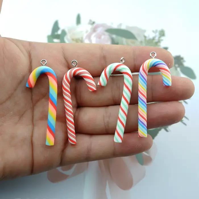 Breloques canne à bonbons pour la fabrication de bijoux, bricolage, boucles d'oreilles, Bracelet, pendentif, résultats d'accessoires, fabrication de téléphone, vente en gros, en vrac